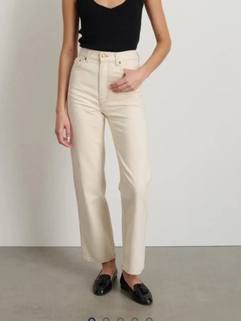 B SIDES Women's Straight Leg Cream Ecru Jeans Size 29 Flawed